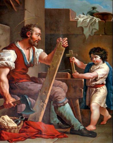 San José y el niño en Nazareth, voz católica