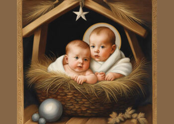 Dos bebés en el pesebre