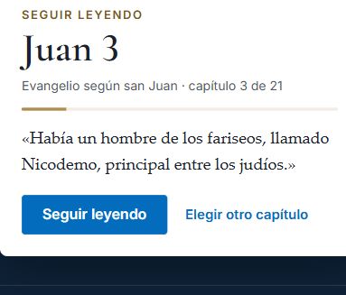 Tarjeta Seguir leyendo de la Biblia Straubinger, con Juan 3 como ejemplo.